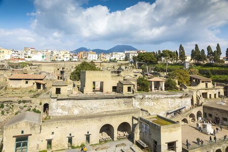 Ercolano, Italy- March 26, 2016: People visit Herculaneum archeological site near Naples-Italy- during a summer day.のeditorial素材