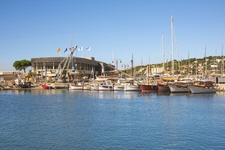 Cassis,France-august 10,2016:The port of Cassis, a French village with colorful boats moored on a summer day.のeditorial素材