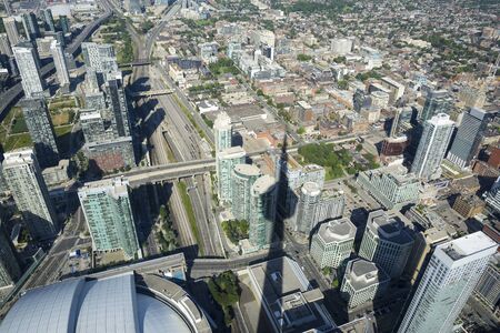 Toronto,Canada-august 2,2015:view of shadow of the Cn tower during a sunny day.のeditorial素材