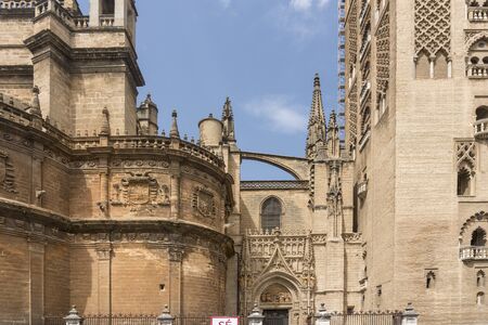 Sevilla,Spain-august 7,2017:view of the details of the seville cathedral during a sunny day.のeditorial素材