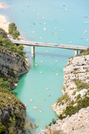 Gorge of the Verdon,France-august 11,2016:view from above  of the view over the Verdon gorge in France during a summer dayの写真素材