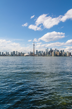 Toronto,Canada-august 3,2015:the famous Toronto skyline view from the Toronto islands during a sunny day.のeditorial素材