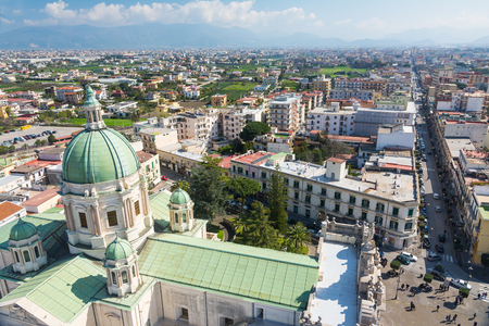 Pompei,Italy- March 27, 2016:view of Pompeii from the top of the shrine of Lady of the Rosary during a sunny day.のeditorial素材