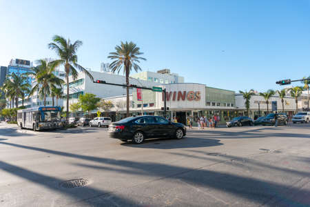 Miami,USA-march 15,2018:people stroll in the famous streets of Miami during a sunny day