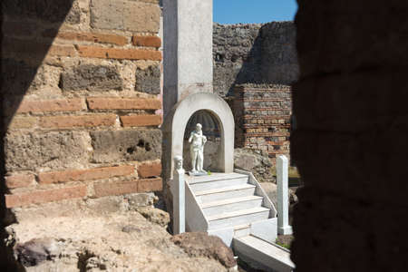 Pompeii,Italy-March 27, 2016: Columns and ruins inside the Pompeii archeological site near Naples during a summer day.のeditorial素材