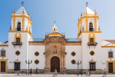 Ronda,Spain-august 10, 2017:view of the parish of Nuestra Senora del socorro in socorro square in Ronda during a sunny day.のeditorial素材