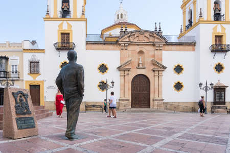 Ronda,Spain-august 10, 2017:view of the parish of Nuestra Senora del socorro in socorro square in Ronda during a sunny day.のeditorial素材
