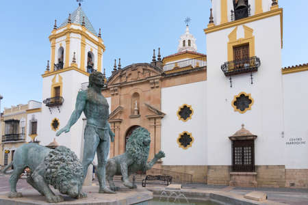 Ronda,Spain-august 10, 2017:view of the parish of Nuestra Senora del socorro in socorro square in Ronda during a sunny day.のeditorial素材
