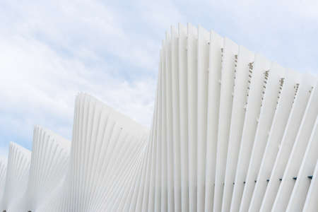 Detail of the high-speed railway station created by the famous architect Santiago Calatrava in Reggio Emilia-Italy during a cloudy dayのeditorial素材