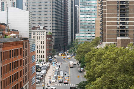 New York City, USA - August 6, 2019: Daily life in New York city during a cloudy day.Here a view of...