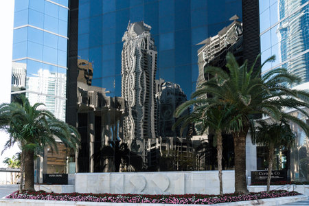 Miami, USA-March 16,2018: walking among the skyscrapers in downtown Miami during a sunny day.のeditorial素材
