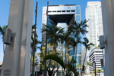 Miami, USA-March 16,2018: walking among the skyscrapers in downtown Miami during a sunny day.のeditorial素材