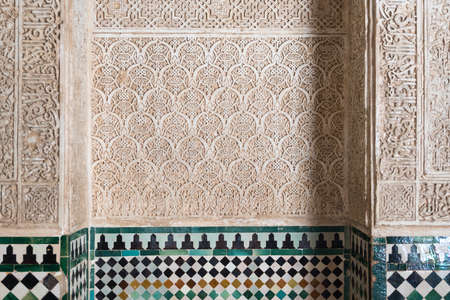 Granada, Spain-august 12, 2017: particular of the famous Alhambra in Granada during a sunny day.のeditorial素材