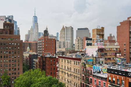 New York City, USA - August 6, 2019: walking among the skyscrapers of New York during a cloudy dayのeditorial素材