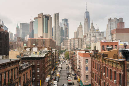 New York City, USA - August 6, 2019: walking among the skyscrapers of New York during a cloudy dayのeditorial素材