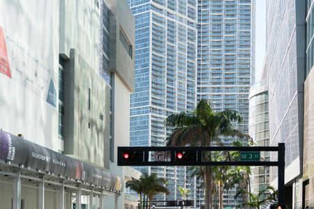 Miami, USA-March 16,2018: walking among the skyscrapers in downtown Miami during a sunny day.のeditorial素材