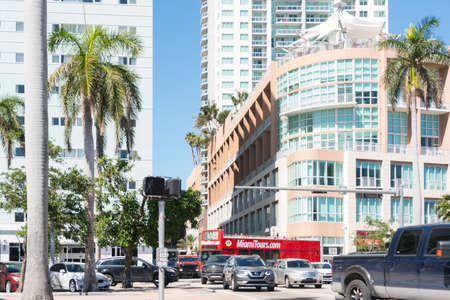 Miami, USA-March 16,2018: walking among the skyscrapers in downtown Miami during a sunny day.のeditorial素材
