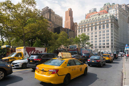 New York City, USA - August 6, 2019: Traffic among the skyscrapers of New York during a sunny dayのeditorial素材