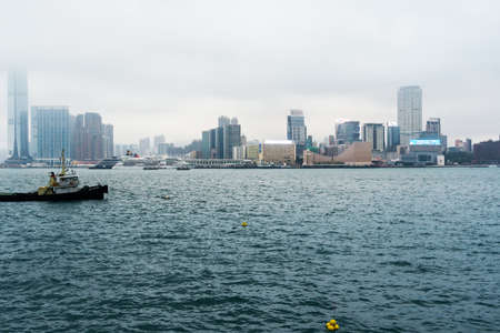 Hong Kong, March 24,2019: view of the Hong Kong skyline during a cloudy dayのeditorial素材
