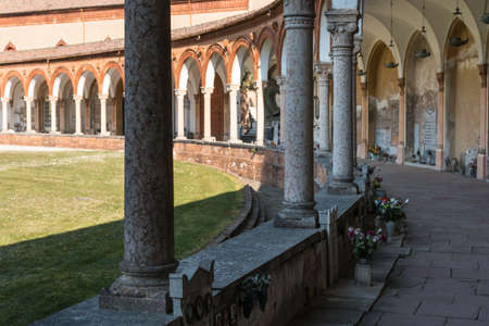 Ferrara, Italy-march 20,2022: particular of the monumental cemetery of the charterhouse of Ferrara during a sunny day.のeditorial素材