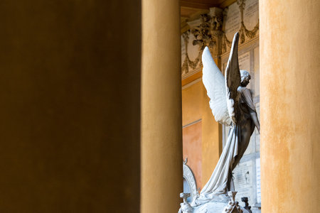 Bologna, Italy-January 23,2016: Old tomb inside the monumental cemetery of the Certosa di Bologna during a sunny day.のeditorial素材