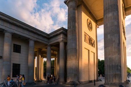 Berlin, Germany-august 8, 2022:particular of Brandeburg gate during a sunsetのeditorial素材