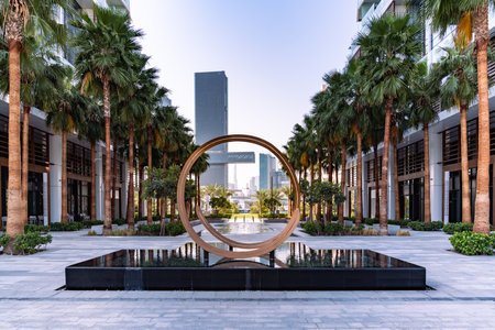 Dubai, United Arab Emirates - March 12, 2023:View of Dubai skyscrapers and landmarks near Zabeel...