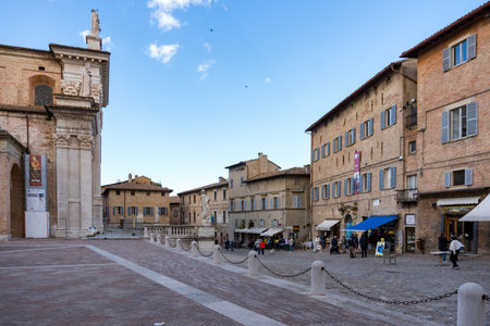 Urbino, Italy-april 27, 2019:walking through the streets of Urbino during a sunny dayのeditorial素材