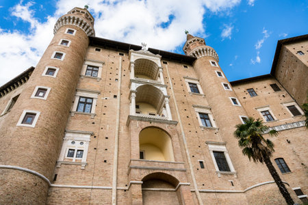 Urbino, Italy-april 27, 2019:walking through the ancient streets near the Ducal Palace of Urbino...
