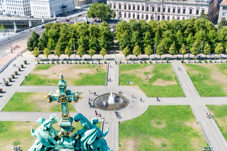 Berlin, Germany-August 9, 2022:view of the statues and landscape outside the dome of the berlin cathedral during a sunny dayのeditorial素材