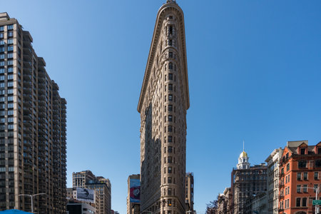 New York City, USA - August 9, 2019:the famous skyscraper called Fatiron building in Manhattan during a sunny dayのeditorial素材