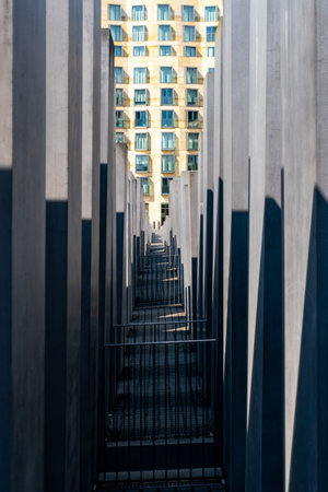 Berlin, Germany-August 9, 2022:view of the Memorial to the Murdered Jews of Europe on Berlin during a sunny dayのeditorial素材