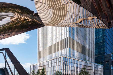 New York City, USA - August 9, 2019:View of the architectural structure called The Vessel in Manhattan during a sunny dayのeditorial素材