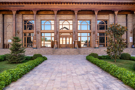 Tashkent, Uzbekistan-august 11, 2023:Khazrati Imam Mosque in the Hazrati Imam complex during a sunny day.The complex is a square that includes a set of religious buildings in Tashkentのeditorial素材