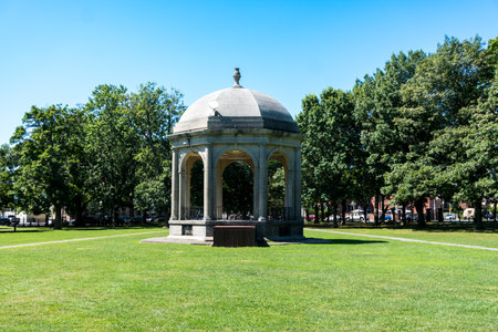 Salem, USA - August 11, 2019:view of Salem Common Bandstand during a sunny dayのeditorial素材