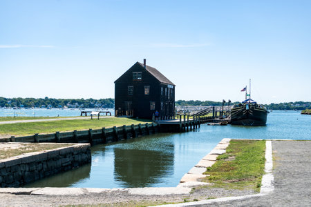 Salem, USA - August 11, 2019:View of the Pedrick Store House, an ancient warehouse in Salem during a sunny dayのeditorial素材
