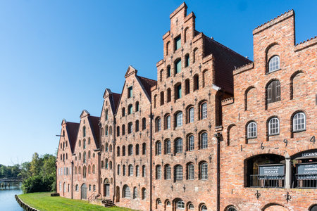 Lubeck, Germany-August 12, 2022:view of the LÃ¼beck salt warehouses during a sunny day