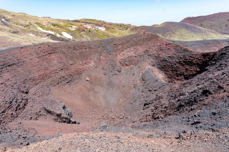 landscape on Mount Etna in Sicily during a sunny dayの写真素材
