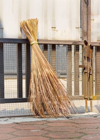 Kind of broom that made from attaps bundleの写真素材