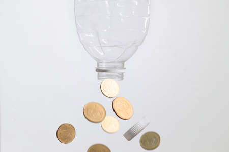 Plastic Bottle making money. Recycle plastic bottle to money. Concept for recycle and make money...