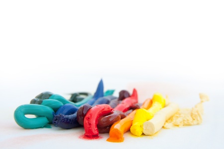 card with a close view of fresh oil paint lines from tubesの写真素材