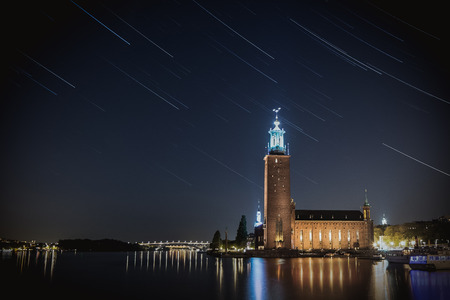 Stockholm City Hall at Nightの写真素材