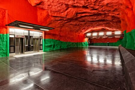 Solna Centrum, Stockholm Metro, Subway Art Underground Museum, Stockholm, Swedenのeditorial素材