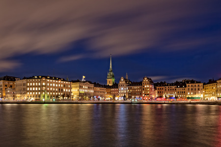 Gamla Stan Old Town, Stockholm, Sweden - Nov 12, 2015 : Stockholm Old Town at Nightの写真素材