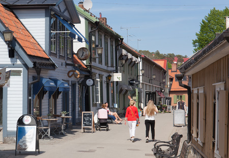 Sigtuna, Sweden - May 23, 2016 : View of the old town street of Sigtuna. Sigtuna is the oldest town in Sweden, having been founded in 980. One of the popular attractions for tourist, especially during the summer.のeditorial素材
