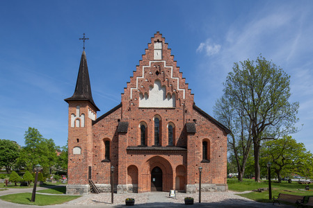 Sigtuna, Sweden - May 23, 2016 : External view of the St Mary's church. Sigtuna is the oldest town in Sweden, having been founded in 980. One of the popular attractions for tourist, especially during the summer.のeditorial素材