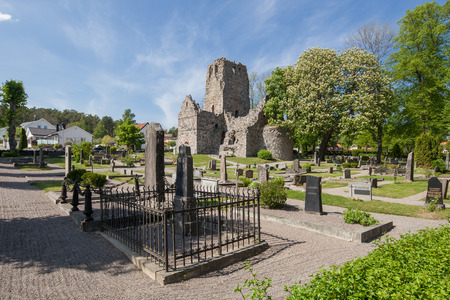 Sigtuna, Sweden - May 23, 2016 : View of the St Olof's Church ruin. Sigtuna is the oldest town in Sweden, having been founded in 980. One of the popular attractions for tourist, especially during the summer.のeditorial素材