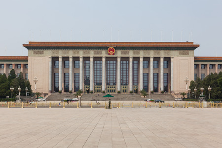 Beijing, China - Jun 20, 2016 : Front view of the Great hall of the people at the Tianmen square, Beijing.のeditorial素材