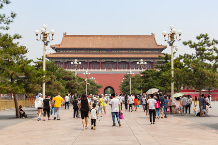 Beijing, China - Jun 20, 2016 : View of the Duanmen, behind the Tianmen, at the Forbidden City in Beijing.のeditorial素材