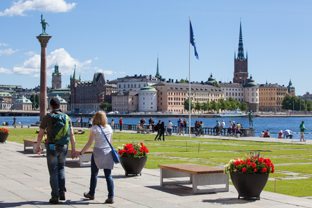 Stockholm, Sweden - Jul 20, 2016 : View from the front garden of Stockholm City Hall during summer.のeditorial素材